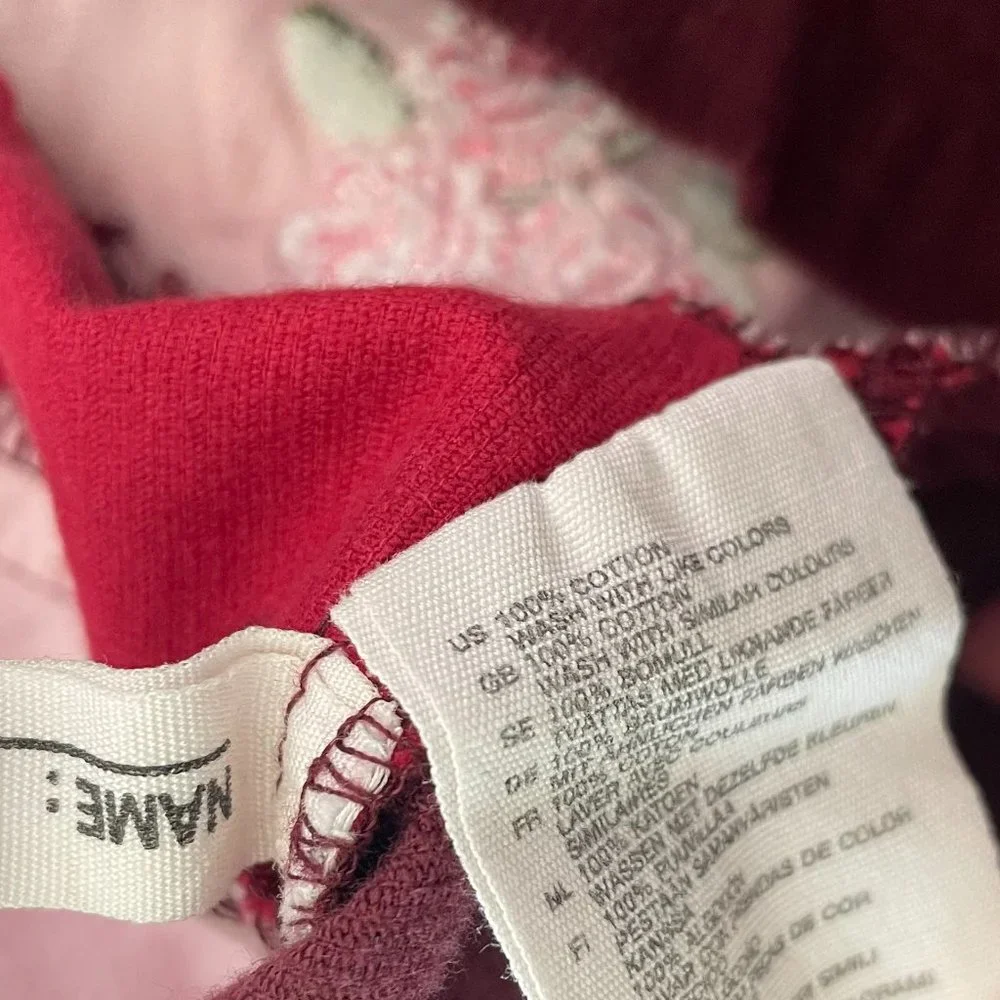 H&M Girls Jumper Dress Pink Burgundy Patchwork Corduroy Size 3-4Y